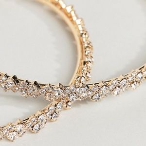 Embellished Gold Big Hoop Earrings - NWOT